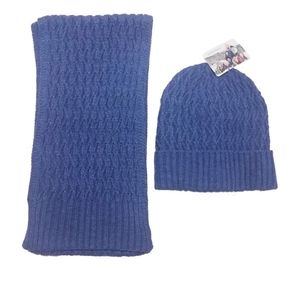 Unisex NWT Set Cobalt Blue Knitted Scarf & Beanie
